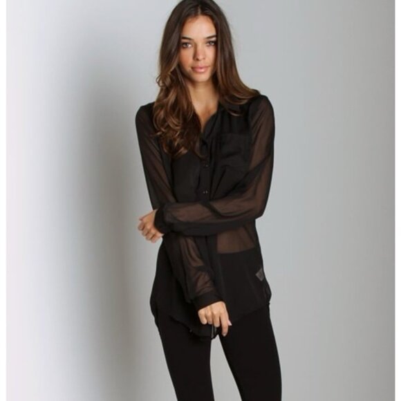 Free People The Best of Both Worlds Black Shirt - Picture 1 of 5